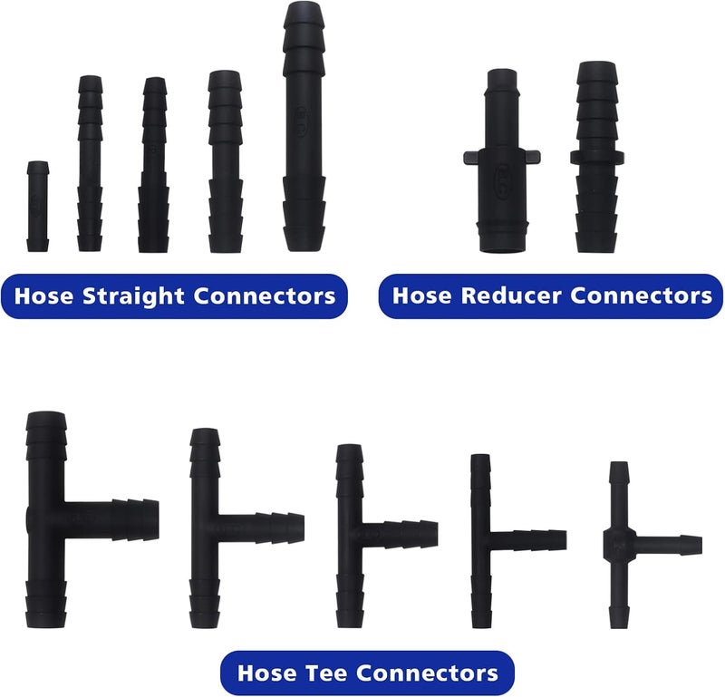 Easily Vacuum Connector Assortment 113 PCS Heat Resistance 240℃（460℉）Automotive Vacuum Tubing Connector Vacuum Tee Connector Assortment Kit Black Nylon - Image 4